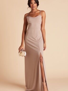 Birdy Grey Taupe Cowl Neck Maxi Ash Dress